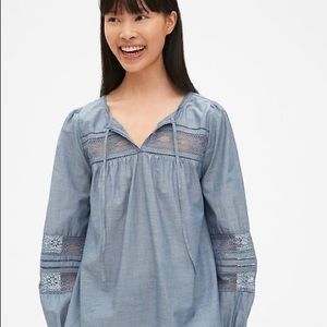 GAP Tops - Gap Lace Chambray Peasant Blouse GAP Tops - Gap Lace Chambray Peasant Blouse
